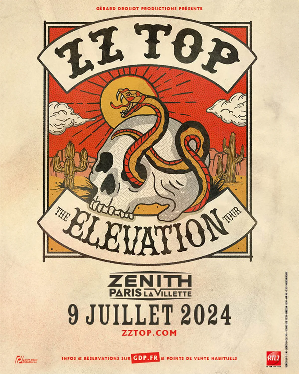 ZZ Top Elevation Tour poster for Paris